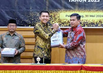 Penyerahan Laporan Hasil Pemeriksaan atas Laporan Keuangan Pemerintah Daerah Tahun 2023 diterima oleh Kabupaten Ogan Ilir, Kota Pagar Alam, kabupaten OKI, dan kabupaten Oku Selatan. Di kantor BPK Perwakilan Provinsi Sumatra Selatan.