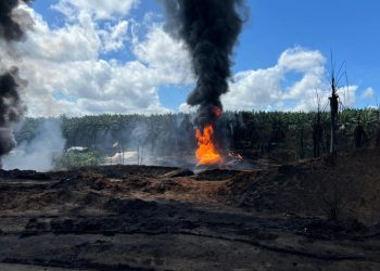 Polres Muba berhasil menangkap pelaku usaha ilegal drilling yang penyebab kebakaran di desa Tanjung dalam kecamatan Keluang
