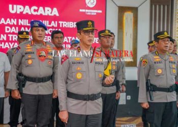 KAPOLDA SUMSEL BESERTA JAJARAN IKUTI UPACARA BINTRA PERINGATAN KE-78 HARI BHAYANGKARA SECARA VIRTUAL DARI MABES POLRI
