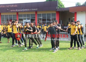 POLRES MUARA ENIM GELAR OLAHRAGA BERSAMA DALAM RANGKA HARI BHAYANGKARA KE-78