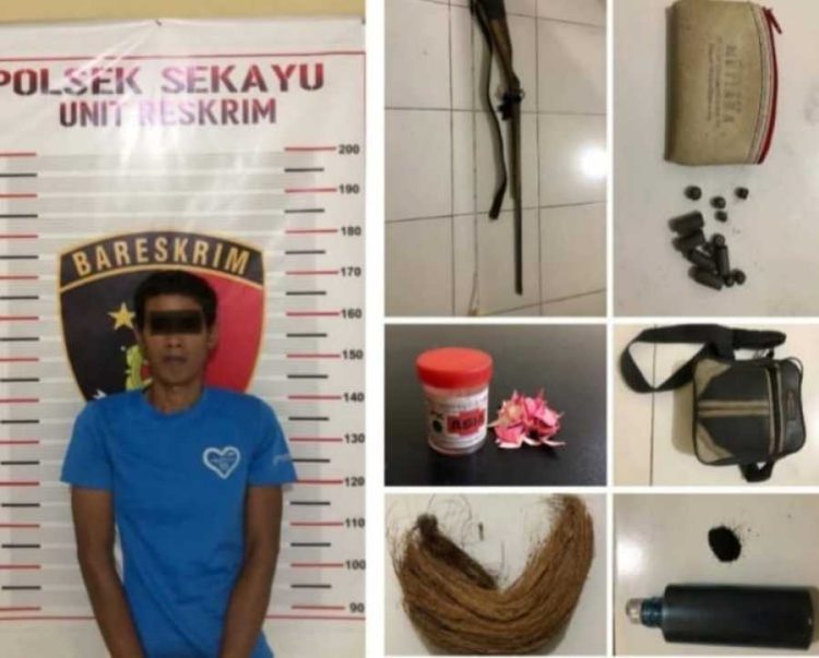 POLDA SUMSEL: POLSEK SEKAYU AMANKAN PELAKU PENYIMPAN SENJATA API ILEGAL JENIS KECEPEK