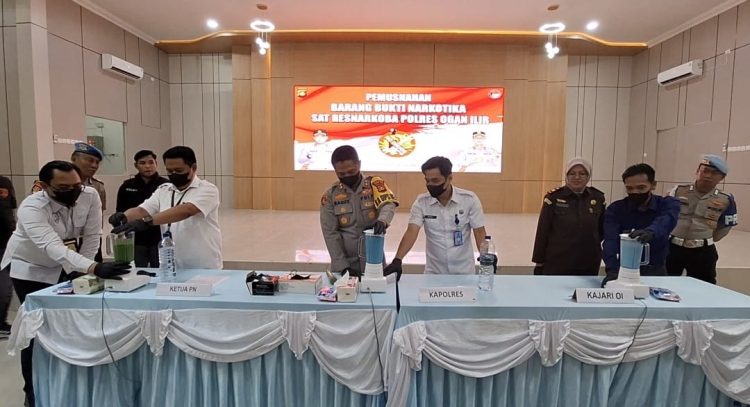 Polres Ogan Ilir Musnahkan 680 Gram Sabu dan 386 Butir Ekstasi,