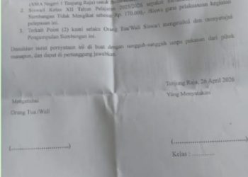 Aneh !!! Viral SMAN 1 Tanjung Raja di Duga Pungli Wali Siswa Buat Pernyataan